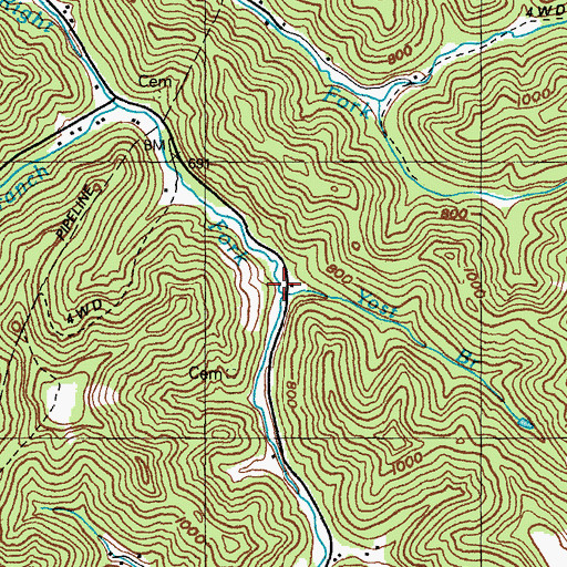 Topographic Map of Yost Branch, KY