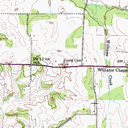 Topographic Map of Young Cemetery, KY