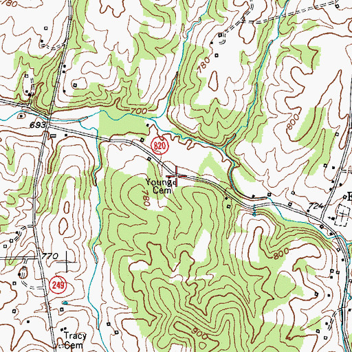 Topographic Map of Young Cemetery, KY