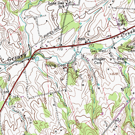 Topographic Map of Young Cemetery, KY
