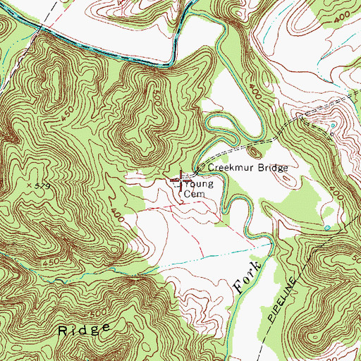 Topographic Map of Young Cemetery, KY