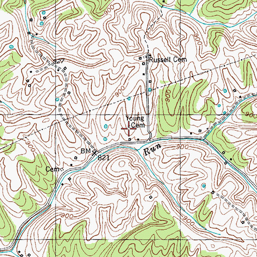 Topographic Map of Young Cemetery, KY