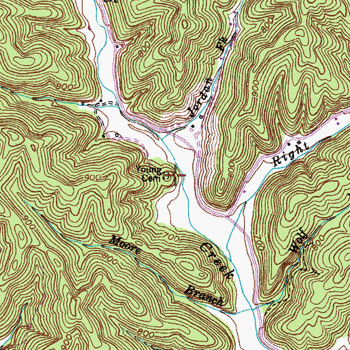 Topographic Map of Young Cemetery, KY