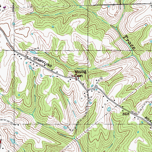 Topographic Map of Young Cemetery, KY