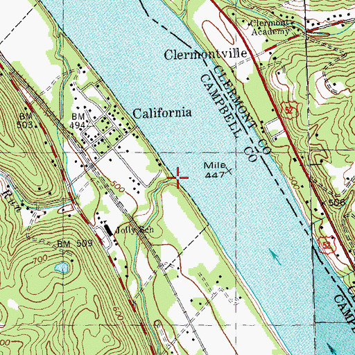 Topographic Map of Young Creek, KY