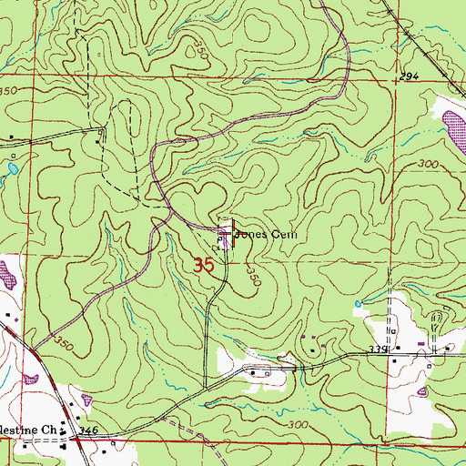 Topographic Map of Jones Cemetery, AR