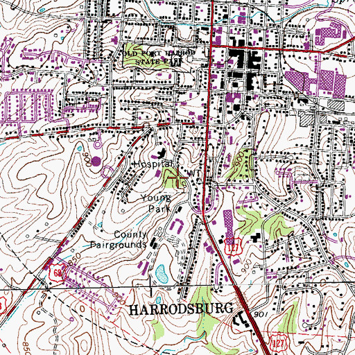 Topographic Map of Young Park, KY