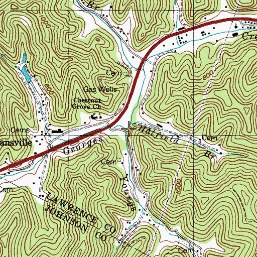 Topographic Map of Youngs Branch, KY