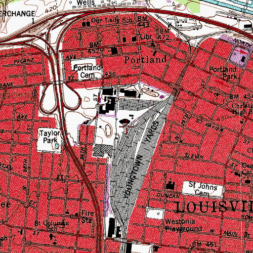 Topographic Map of Youngtown Yards, KY