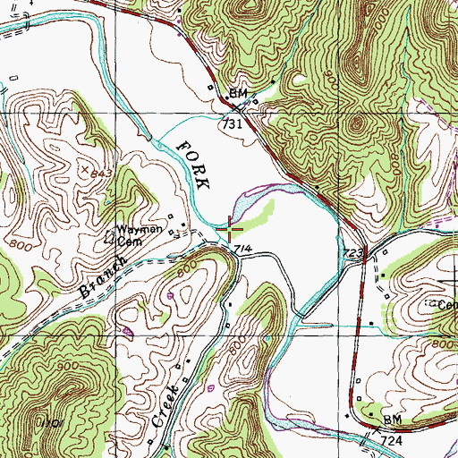 Topographic Map of Yowell Branch, KY