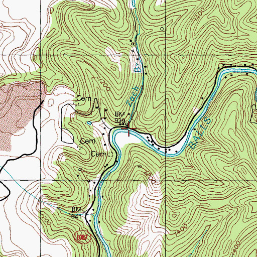 Topographic Map of Zach Branch, KY