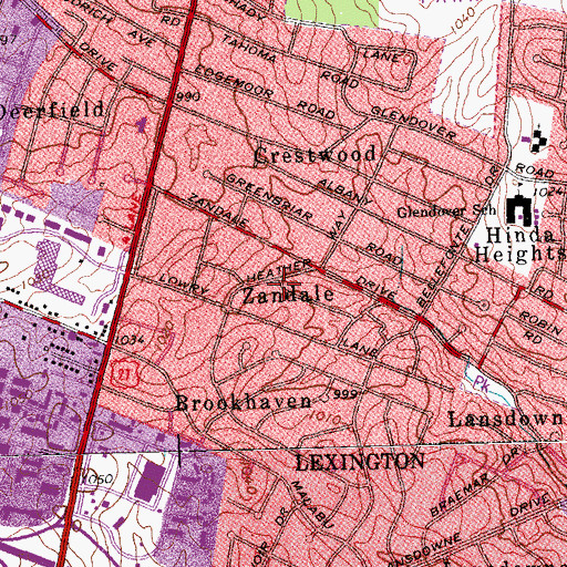Topographic Map of Zandale, KY