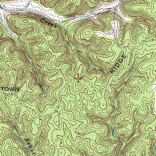 Topographic Map of Zeketown Ridge, KY