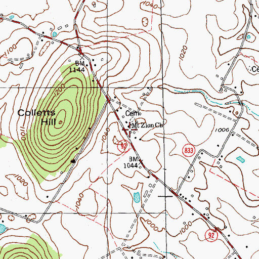 Topographic Map of Zion Church, KY