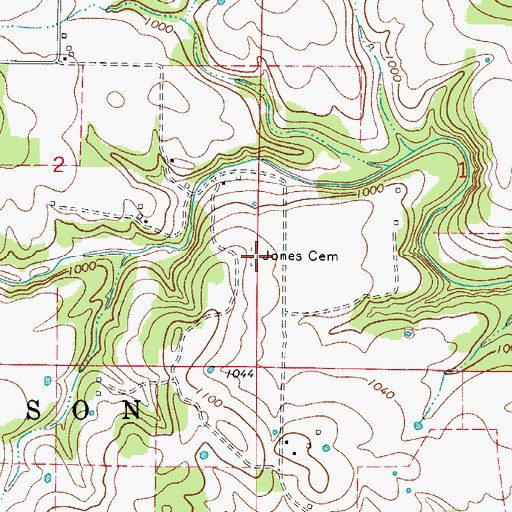 Topographic Map of Jones Cemetery, AR
