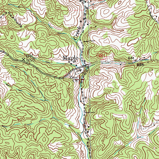 Topographic Map of Zion Separate Baptist Church, KY
