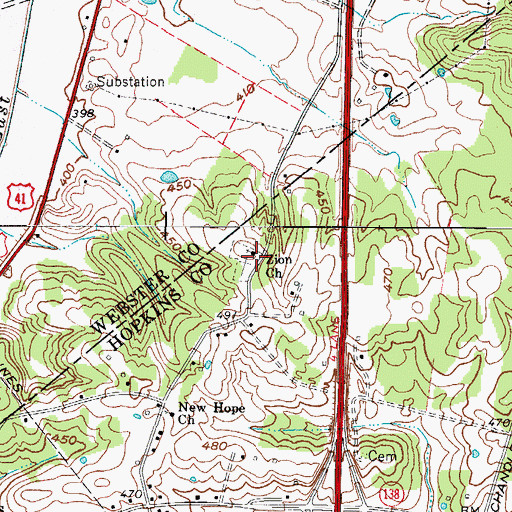 Topographic Map of Zion Church, KY