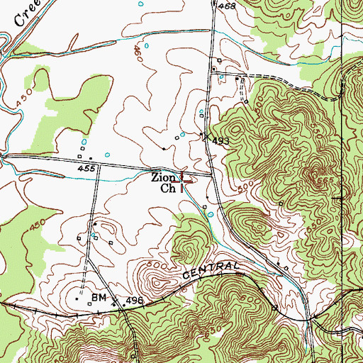Topographic Map of Zion Church, KY