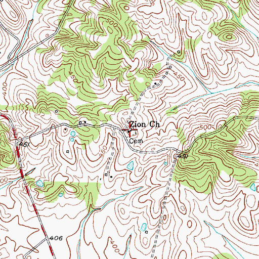 Topographic Map of Zion Church, KY