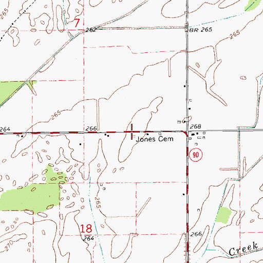 Topographic Map of Jones Cemetery, AR