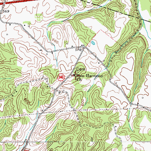 Topographic Map of Zion Harmony Church, KY