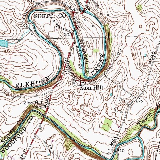 Topographic Map of Zion Hill, KY