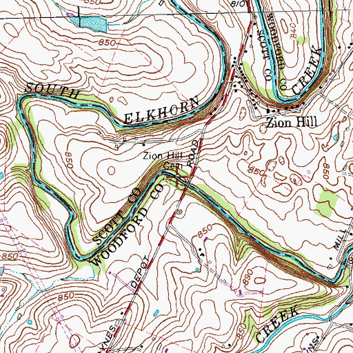 Topographic Map of Zion Hill Cemetery, KY