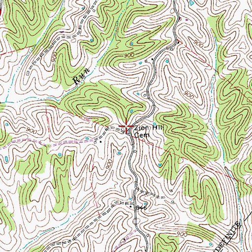 Topographic Map of Zion Hill Church Cemetery, KY