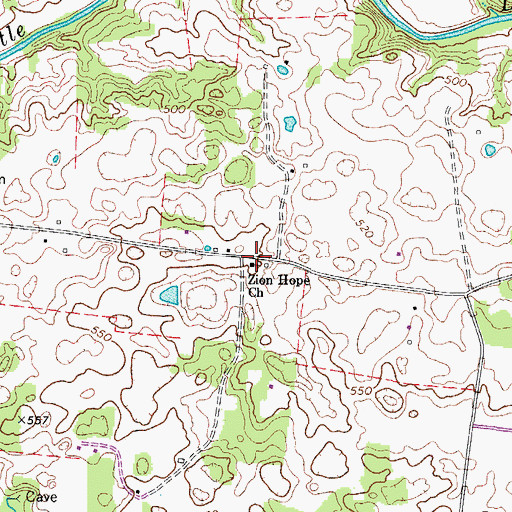 Topographic Map of Zion Hope Church, KY