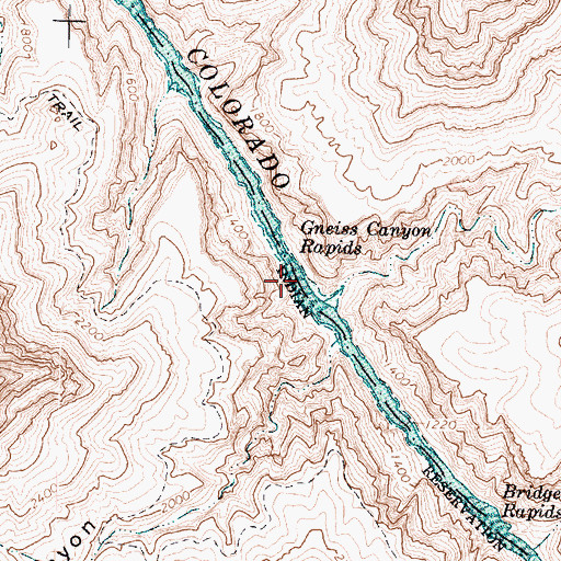 Topographic Map of Gneiss Canyon Rapids, AZ
