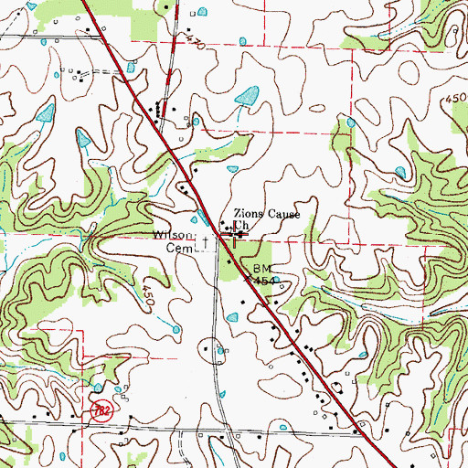 Topographic Map of Zions Cause Church, KY