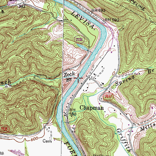 Topographic Map of Zock Branch, KY