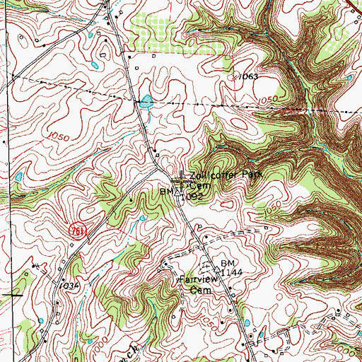 Topographic Map of Zollicoffer Park Cemetery, KY