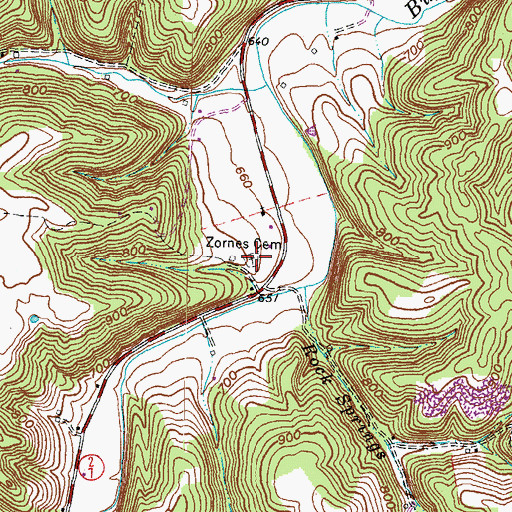 Topographic Map of Zornes Cemetery, KY