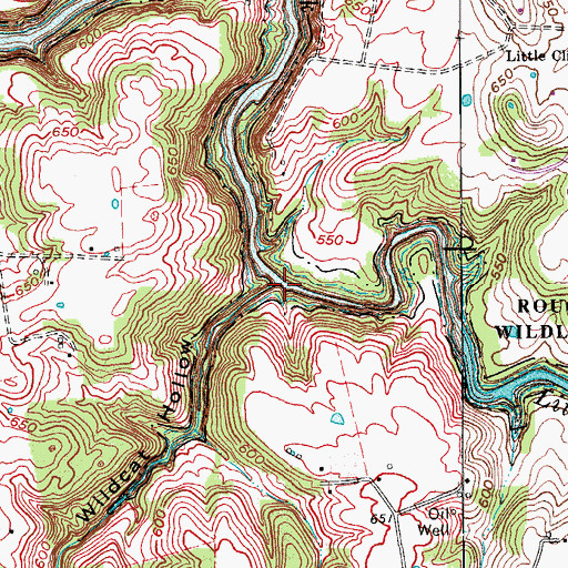 Topographic Map of Rough River Reservoir, KY