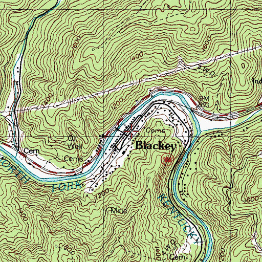 Topographic Map of Blackey, KY