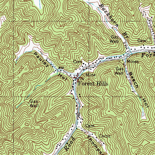 Topographic Map of Forest Hills, KY