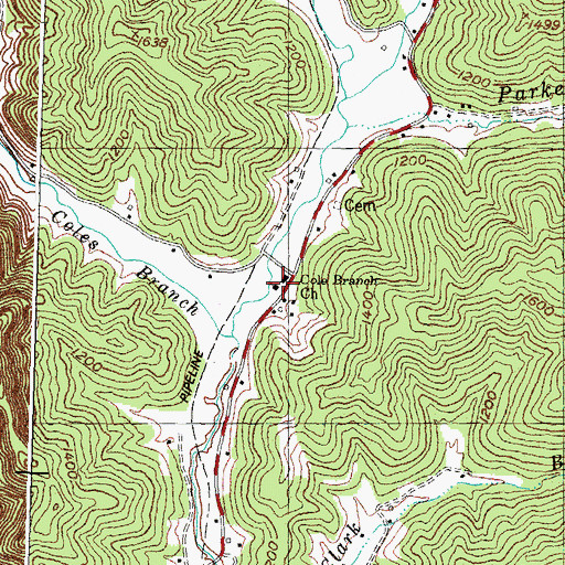 Topographic Map of Cole Branch Church, KY