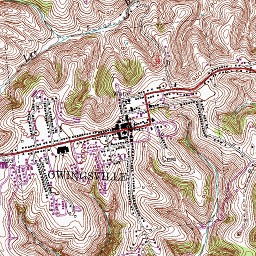 Topographic Map of Owingsville, KY
