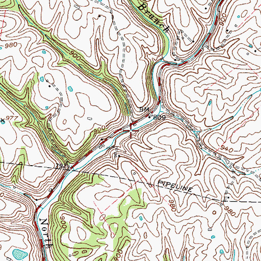 Topographic Map of Hardwicks Branch, KY