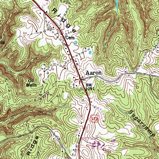 Topographic Map of Aaron, KY