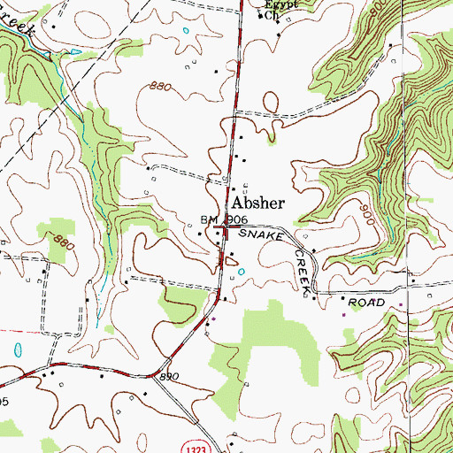 Topographic Map of Absher, KY
