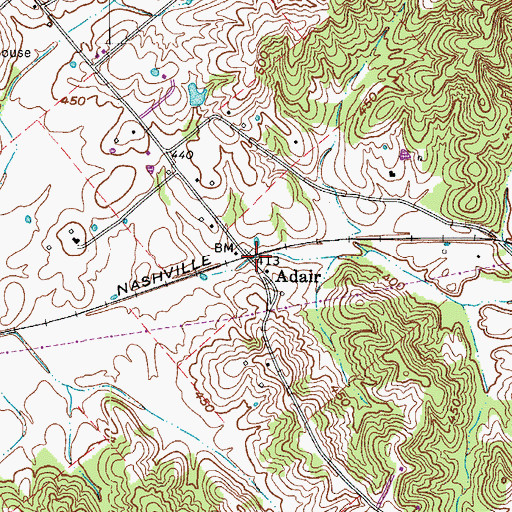 Topographic Map of Adair, KY