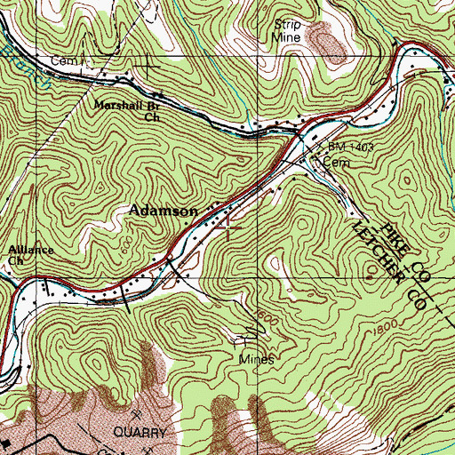 Topographic Map of Adamson, KY