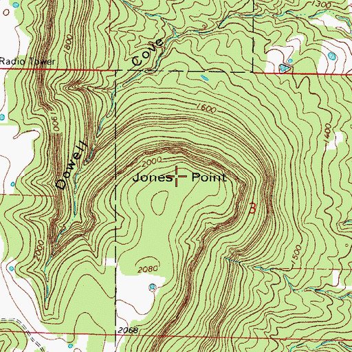 Topographic Map of Jones Point, AR