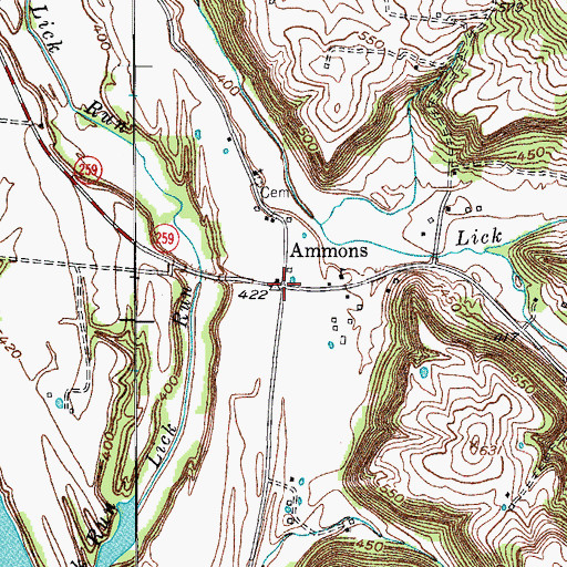 Topographic Map of Ammons, KY