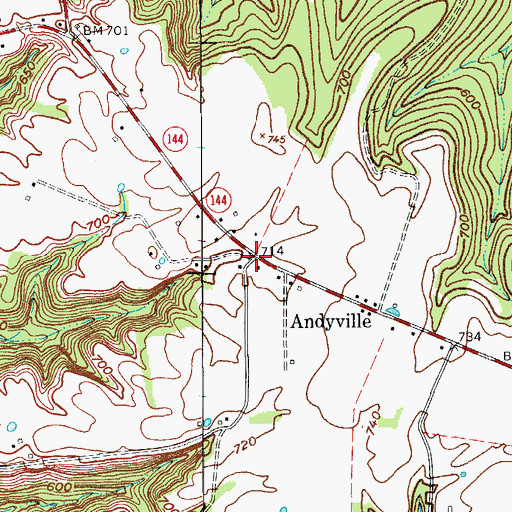 Topographic Map of Andyville, KY