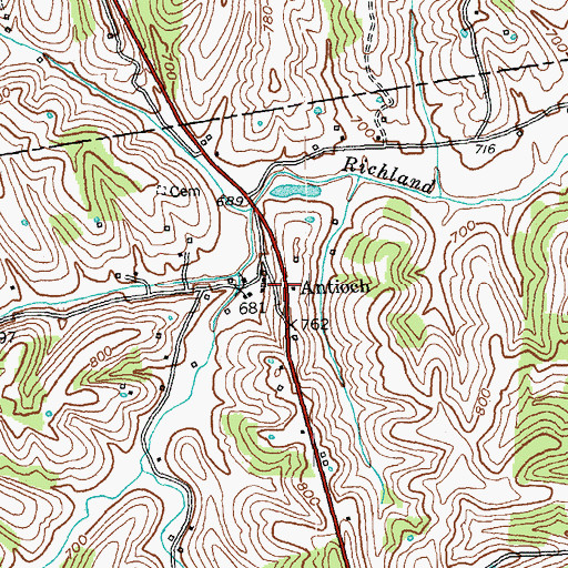 Topographic Map of Antioch, KY