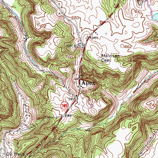 Topographic Map of Apex, KY
