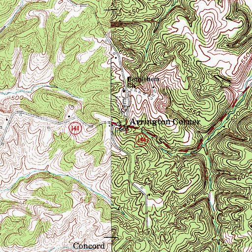 Topographic Map of Arrington Corner, KY